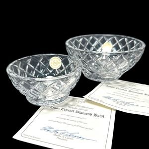 VTG LENOX CERT. FINE LEAD CRYSTAL CUT DIAMOND PATTER SET/2 CANDY BOWL 4” & 5”